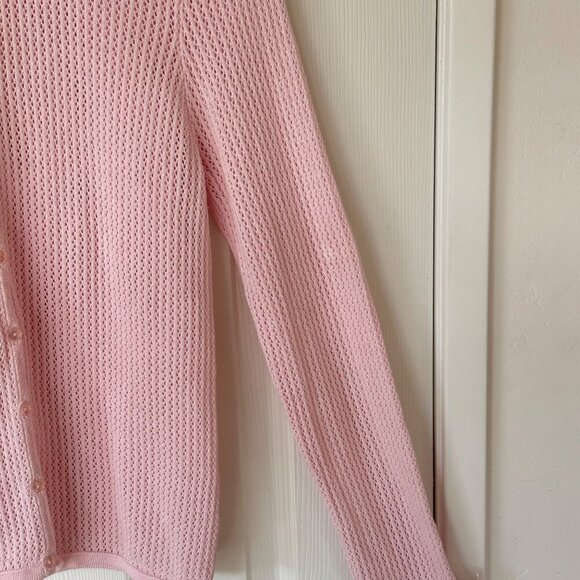 Jeanne Pierre Vintage‎ Pink Camisole Crocheted Lacy Open Weave Sweater Medium - Picture 8 of 12